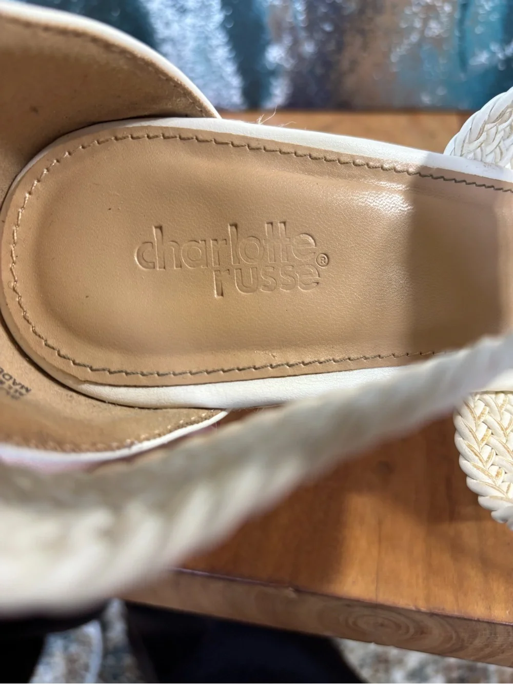 Charlotte Russe 2010s Coastal Chic Braided Espadrille Chunky Wedge Sandals Cream
